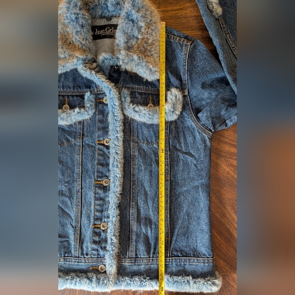 Vintage Jean Crisan Denim Jacket w Blue Dyed Beaver Fur Trim, Size M (Flaws) - Picture 13 of 16